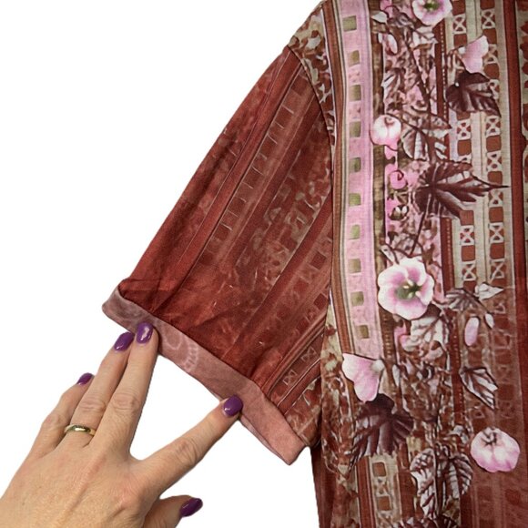 Boho Y2K Oversized Tee Woman's Large with Pockets Floral - Picture 3 of 9